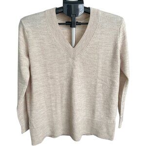 Banana Republic Factory Perfectly Soft V-Neck Sweater Oatmeal Womens XS